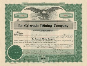 La Colorada Mining Co. - Stock Certificate